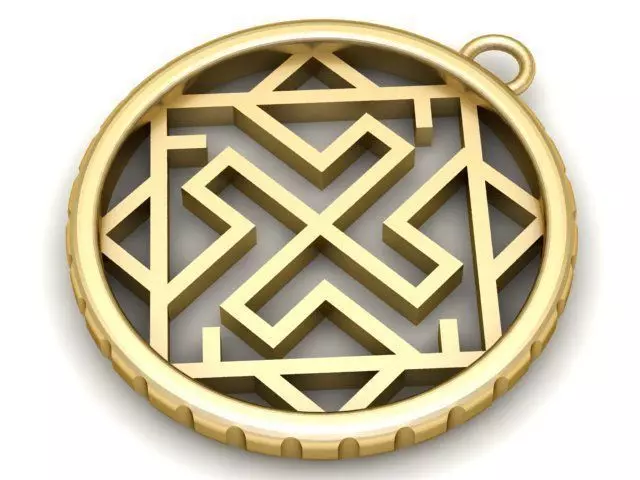 Pendant gold labyrinth 3D print model_0