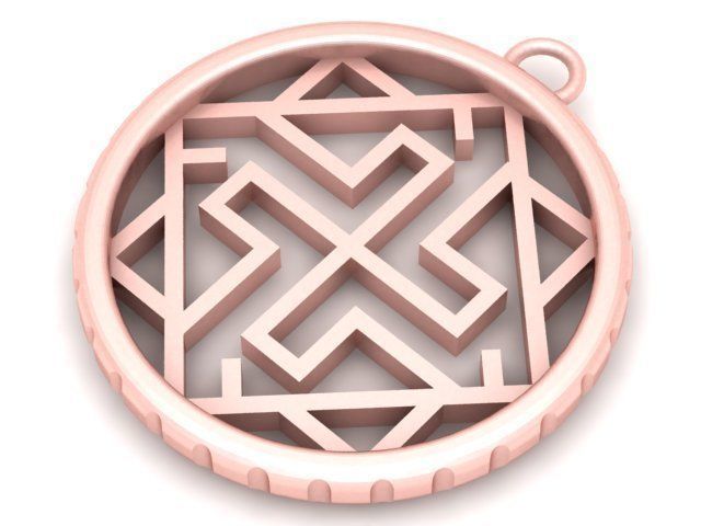 Pendant gold labyrinth 3D print model_1