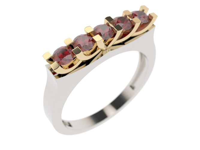 Ring gold and silver with garnet stones
