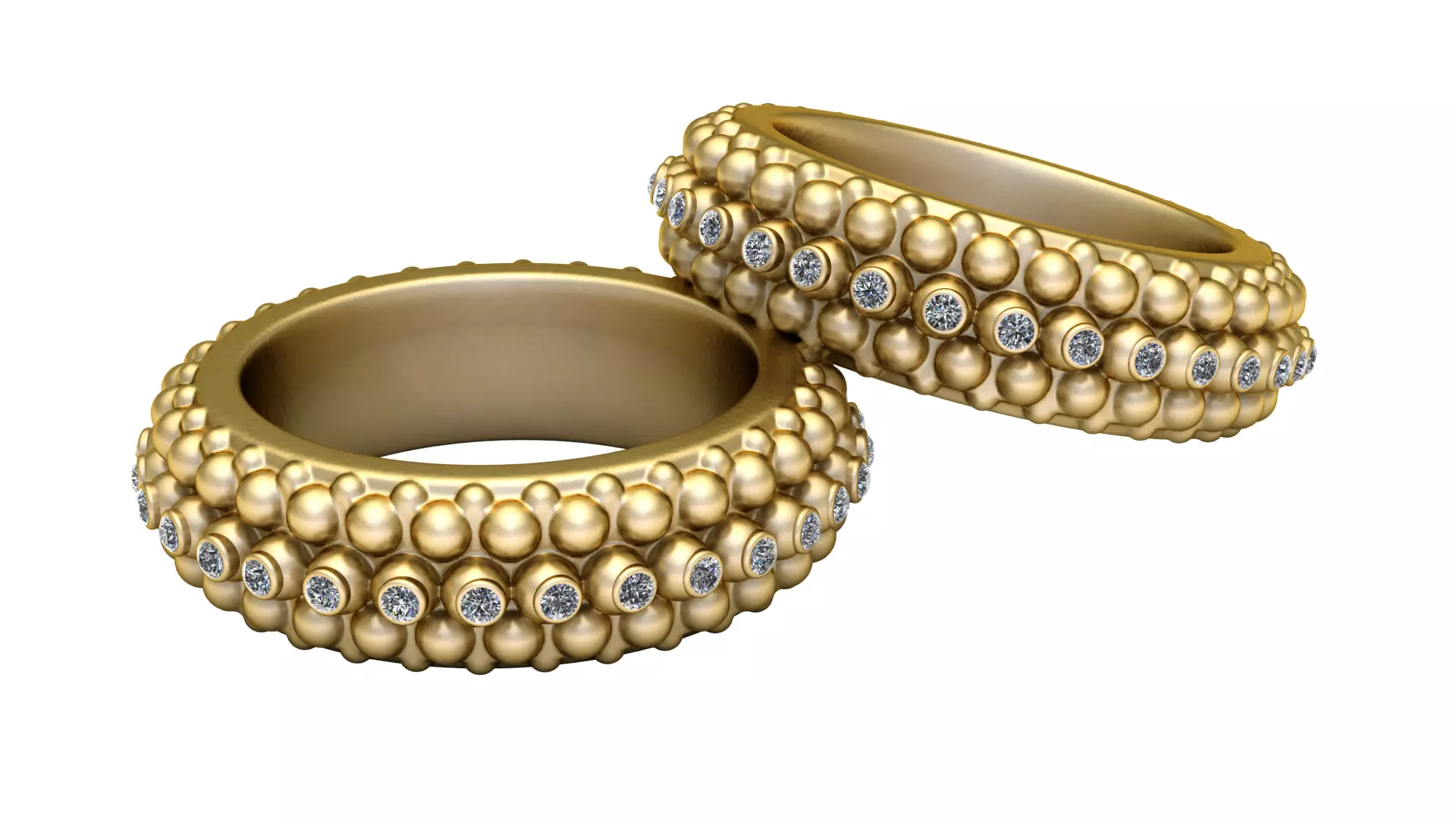 Royal Beaded Diamond Gold Bands 3D print model