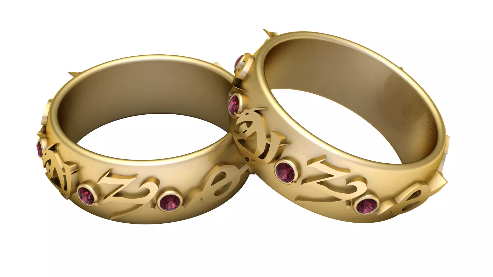 Royal Love Ruby Gold Bands 3D print model