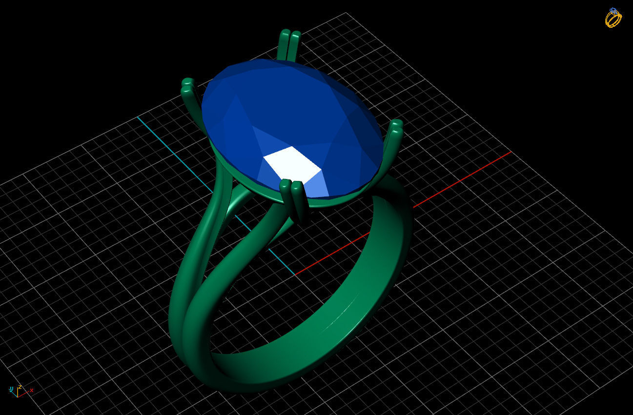 Ring aquamarine engagement 3D print model_6