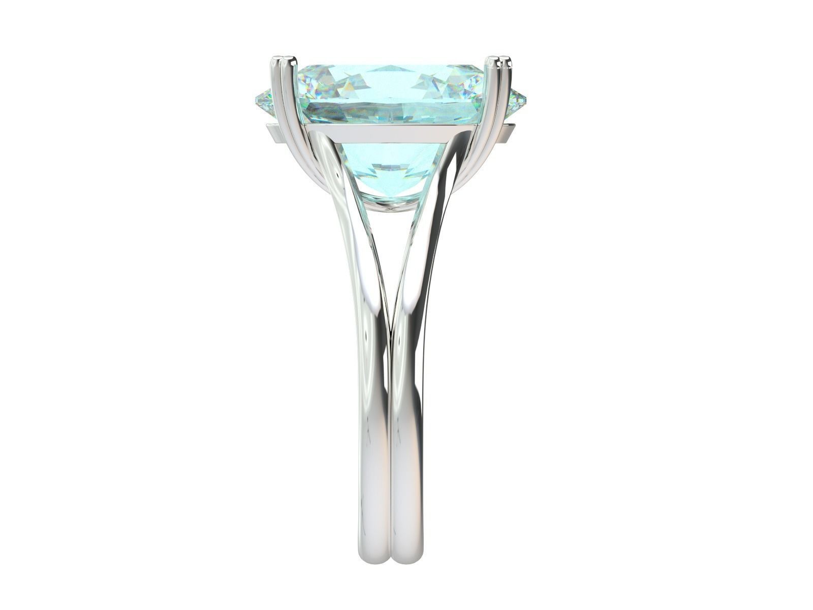 Ring aquamarine engagement 3D print model_3