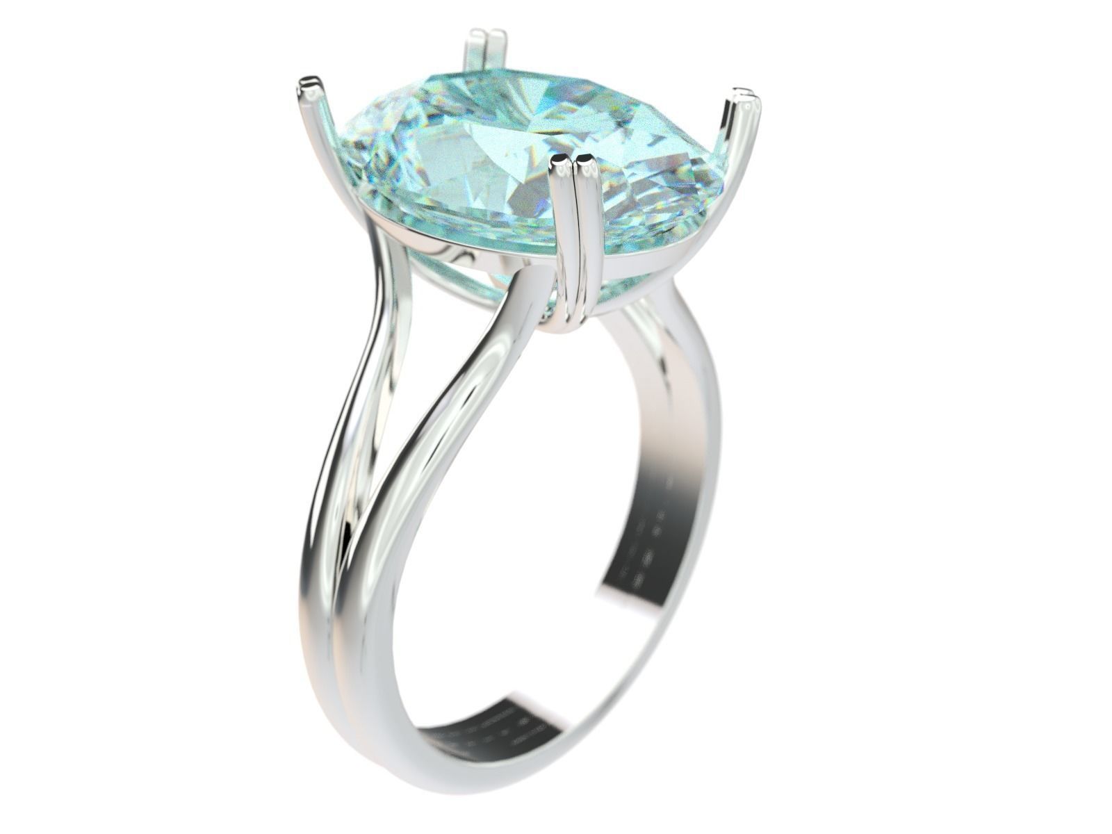Ring aquamarine engagement 3D print model_2