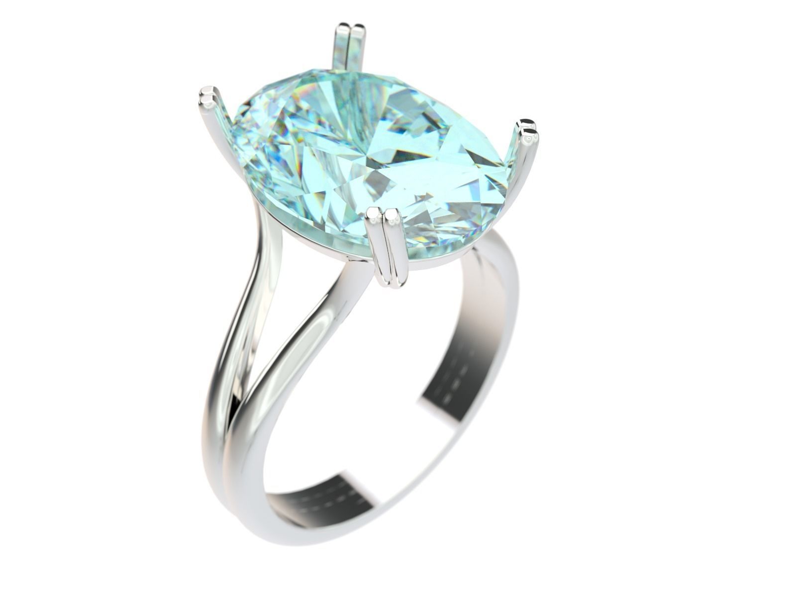 Ring aquamarine engagement 3D print model_1