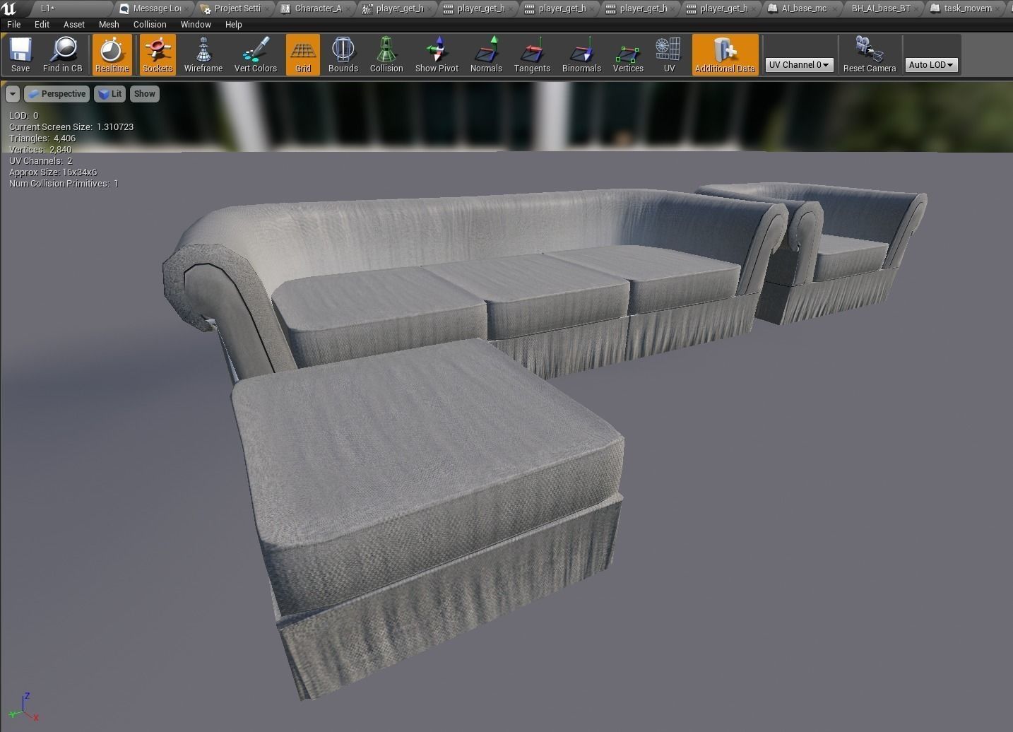 Sofa armchair poof game ready Free low-poly 3D model