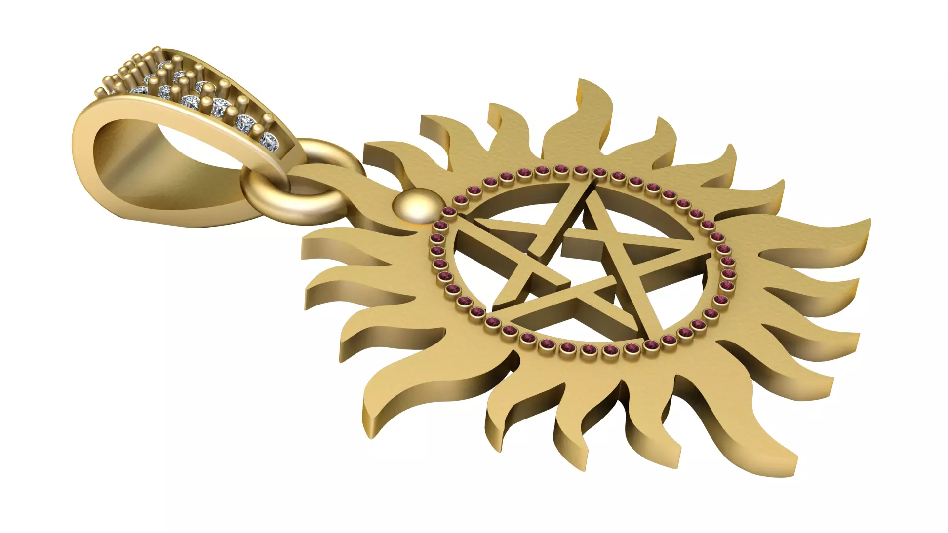 Royal Flame Pentagram Gold Pendant 3D print model