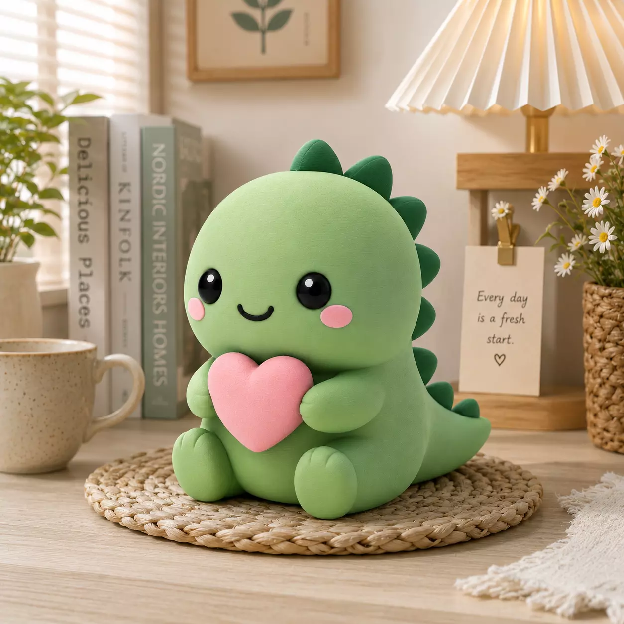 Cute Dinosaur Holding Heart Kawaii 3D Printable Model 3D print model