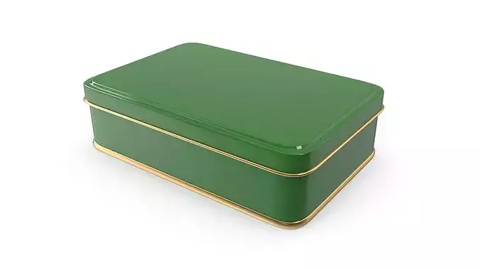 Tin Box - Wide Low-poly 3D model 2