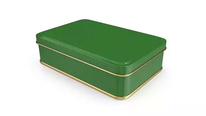 Tin Box - Wide Low-poly 3D model 4