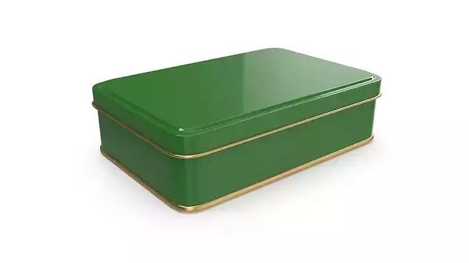 Tin Box - Wide Low-poly 3D model 3