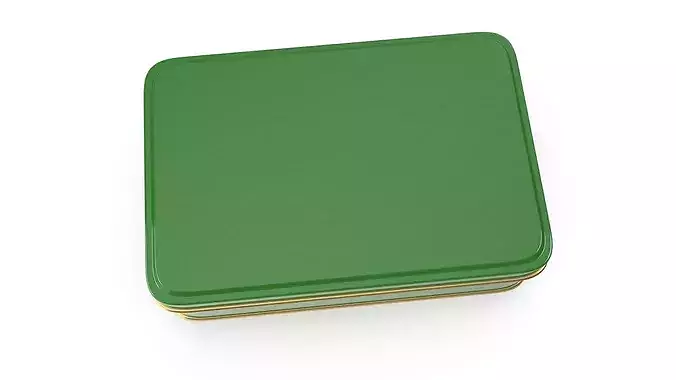 Tin Box - Wide Low-poly 3D model 5