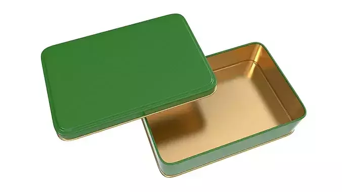 Tin Box - Wide Low-poly 3D model 7
