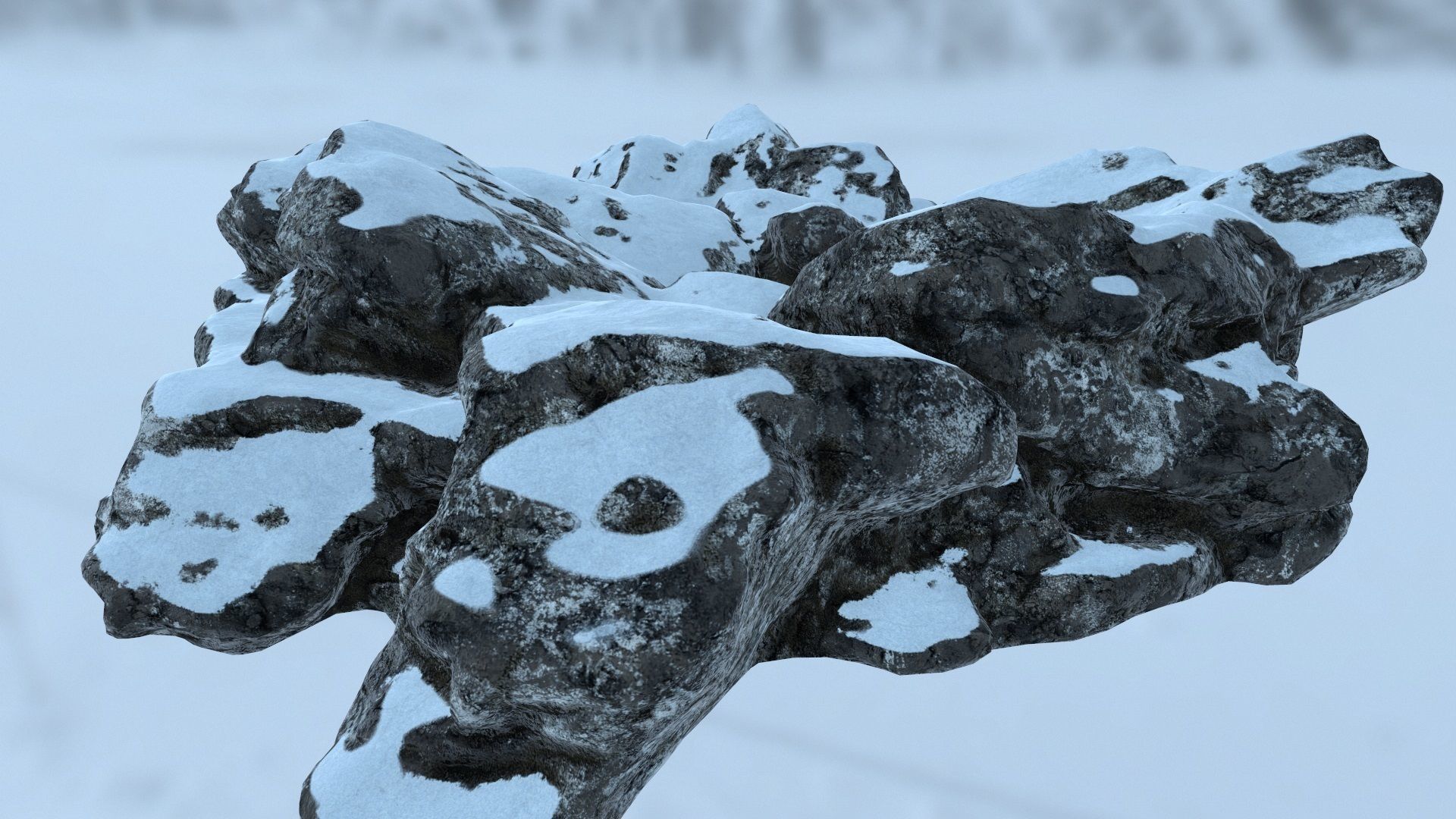 snow rocks Low-poly 3D model_2