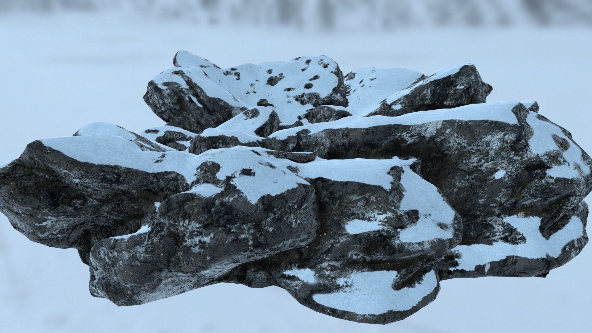 snow rocks Low-poly 3D model_1
