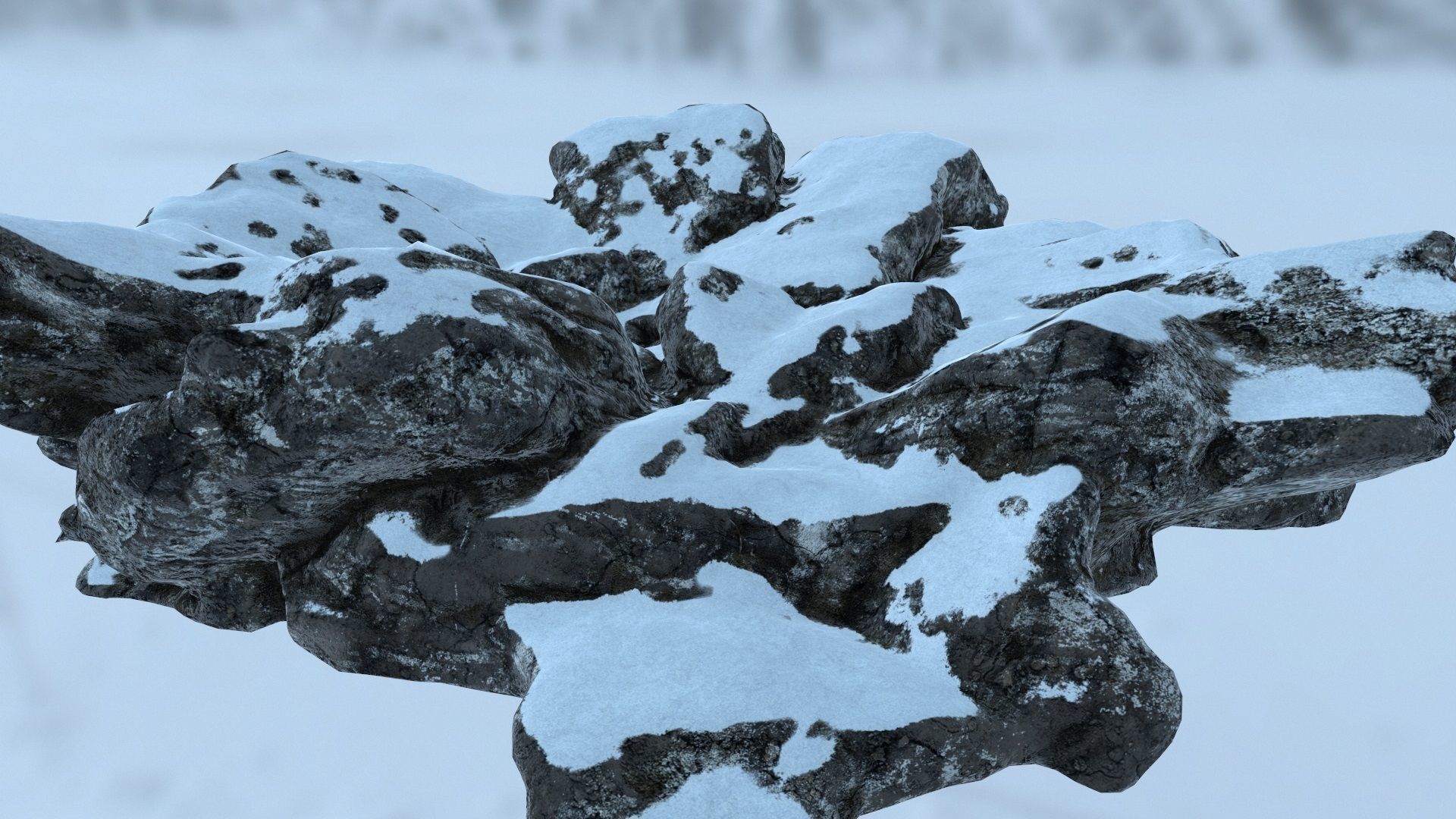 snow rocks Low-poly 3D model_3