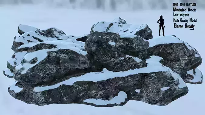 snow rocks Low-poly 3D model
