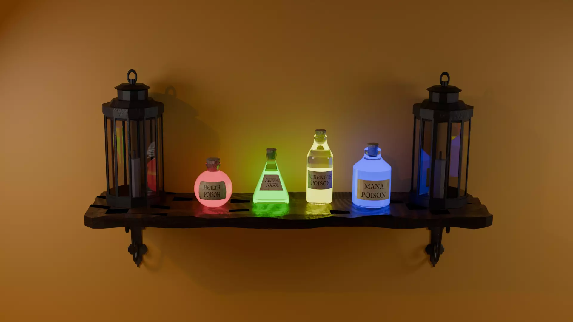 Stylized Magic Potion Bootles Pack Low-poly 3D model