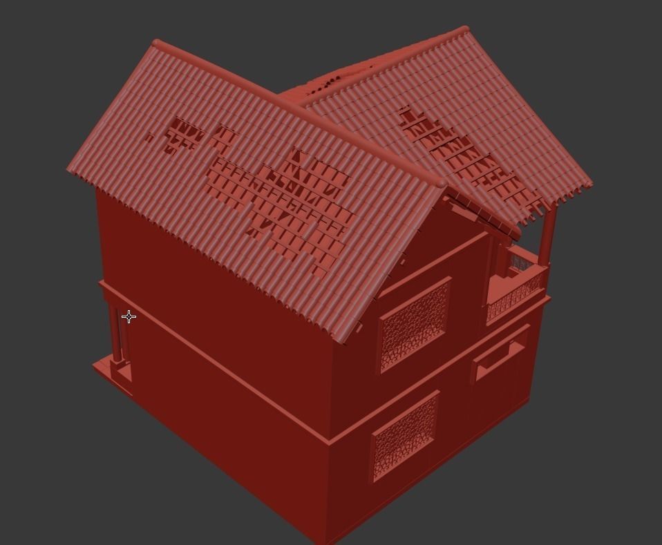 Abandoned house Low-poly 3D model_7