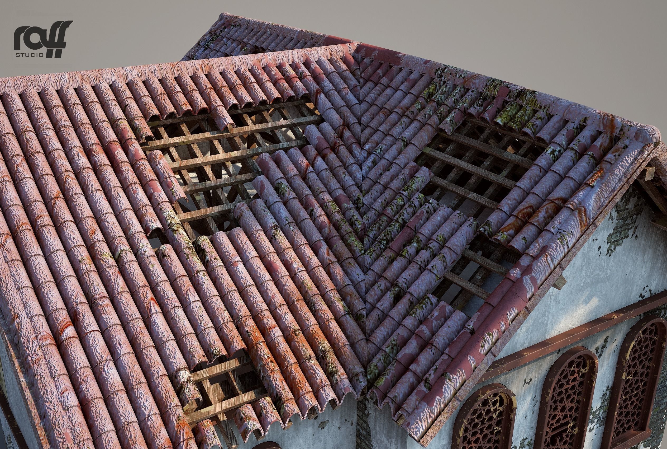 Abandoned house Low-poly 3D model_3