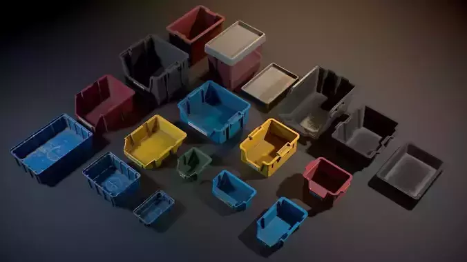 Storage Plastic Crates - Game ready props