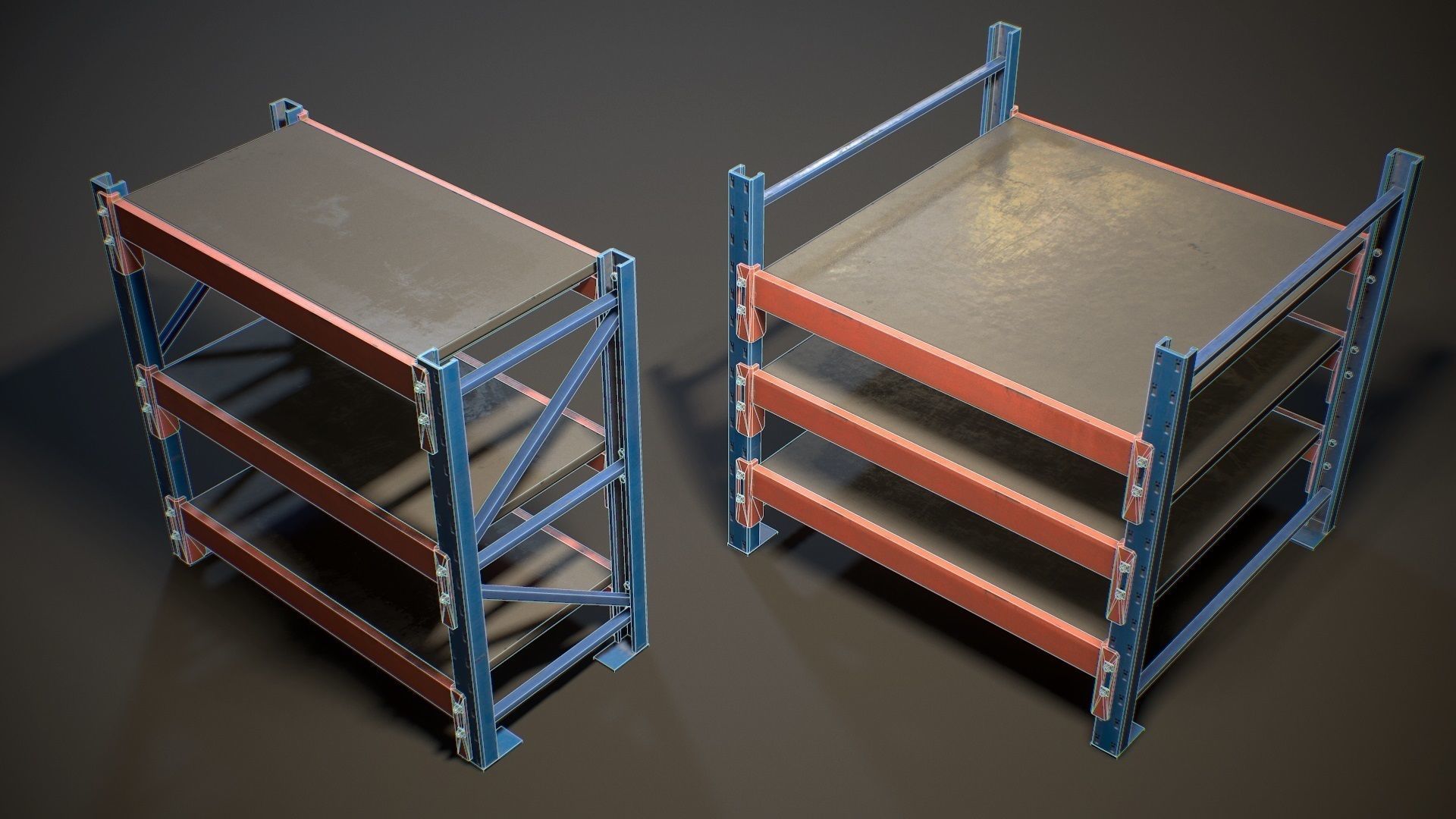 Storage Rack Collection - Modular Game ready props Low-poly 3D model_17