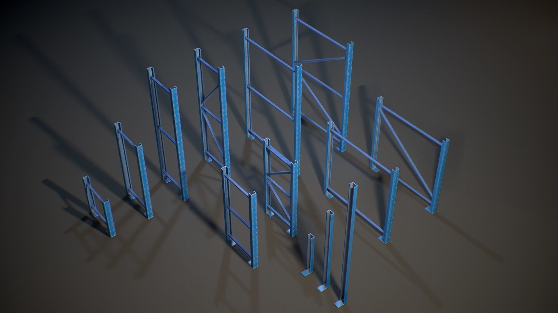 Storage Rack Collection - Modular Game ready props Low-poly 3D model_5