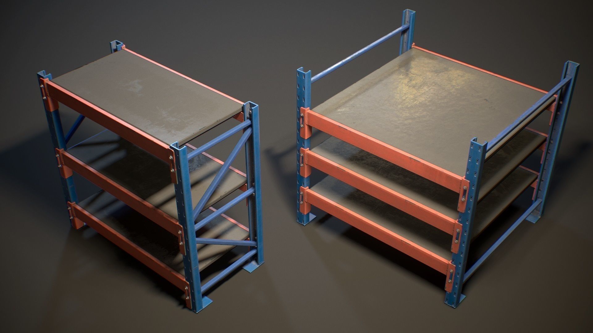 Storage Rack Collection - Modular Game ready props Low-poly 3D model_12