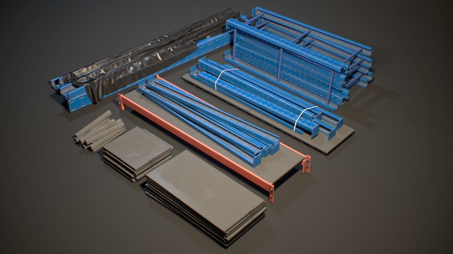 Storage Rack Collection - Modular Game ready props Low-poly 3D model_11
