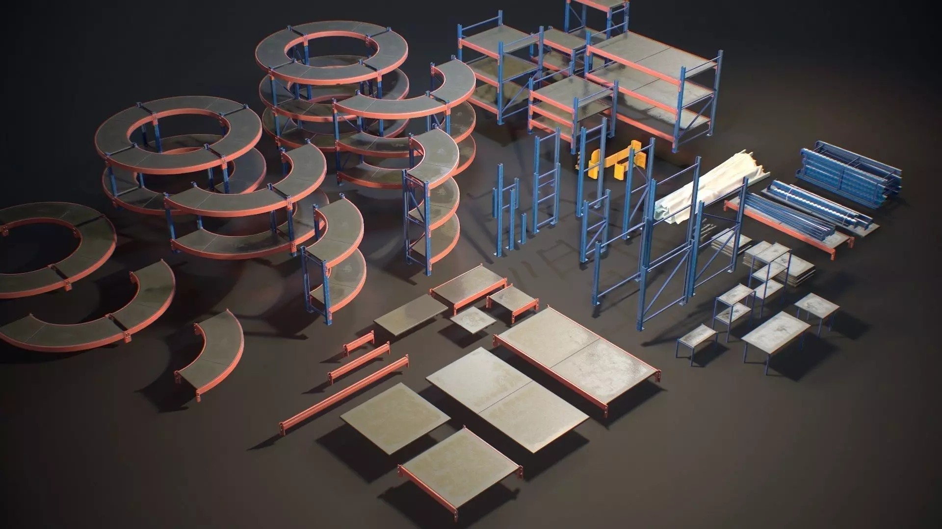 Storage Rack Collection - Modular Game ready props Low-poly 3D model_0