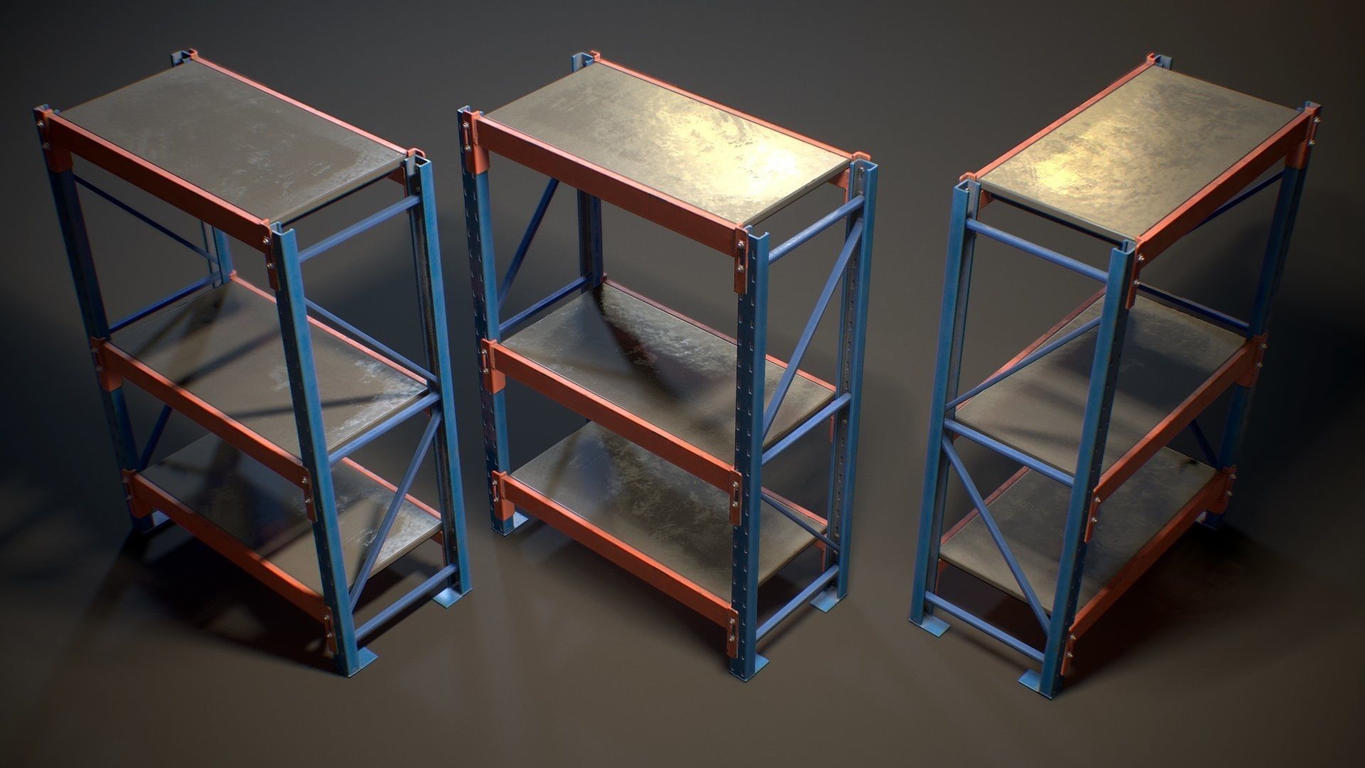 Storage Rack Collection - Modular Game ready props Low-poly 3D model_1