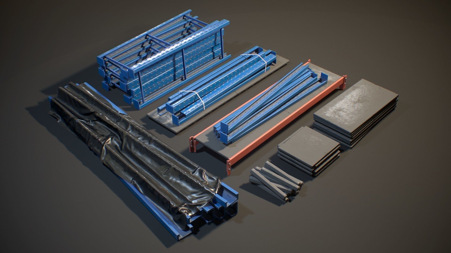 Storage Rack Collection - Modular Game ready props Low-poly 3D model_10