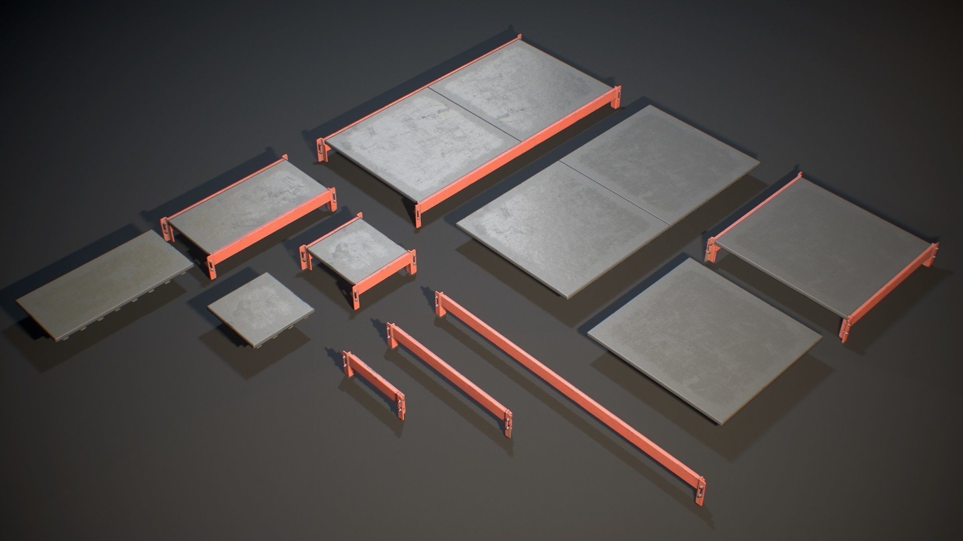 Storage Rack Collection - Modular Game ready props Low-poly 3D model_8