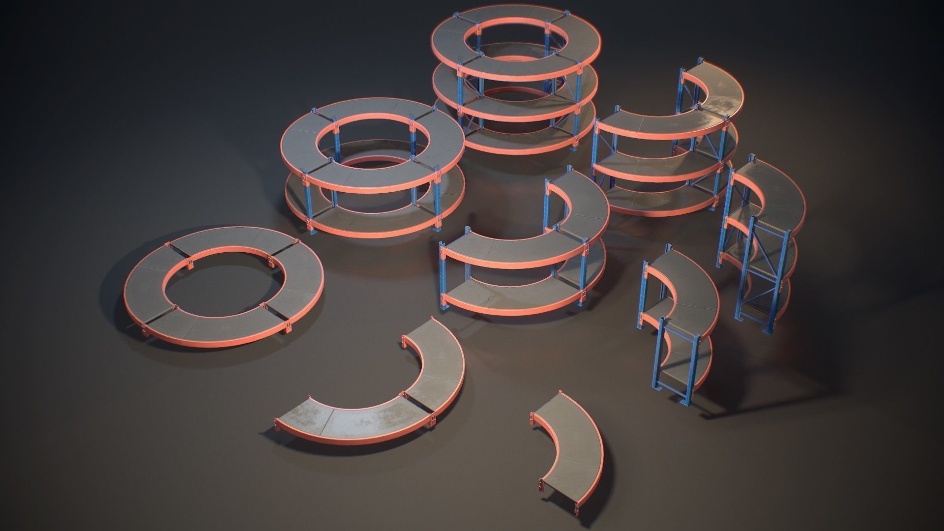Storage Rack Collection - Modular Game ready props Low-poly 3D model_16
