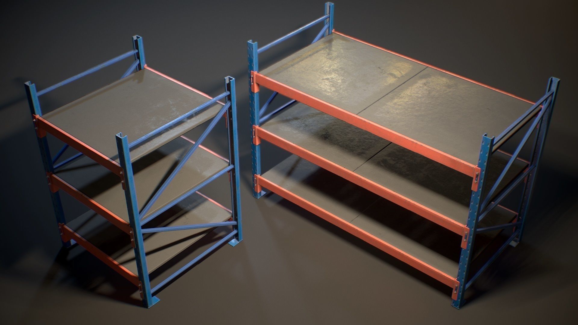 Storage Rack Collection - Modular Game ready props Low-poly 3D model_15