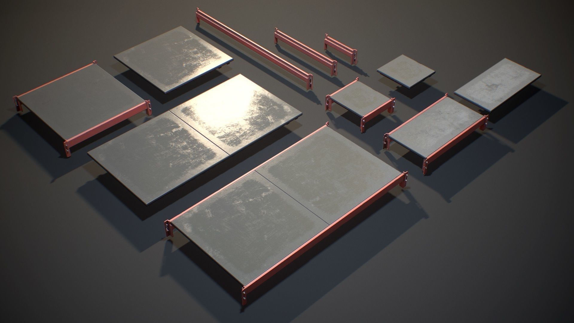 Storage Rack Collection - Modular Game ready props Low-poly 3D model_14
