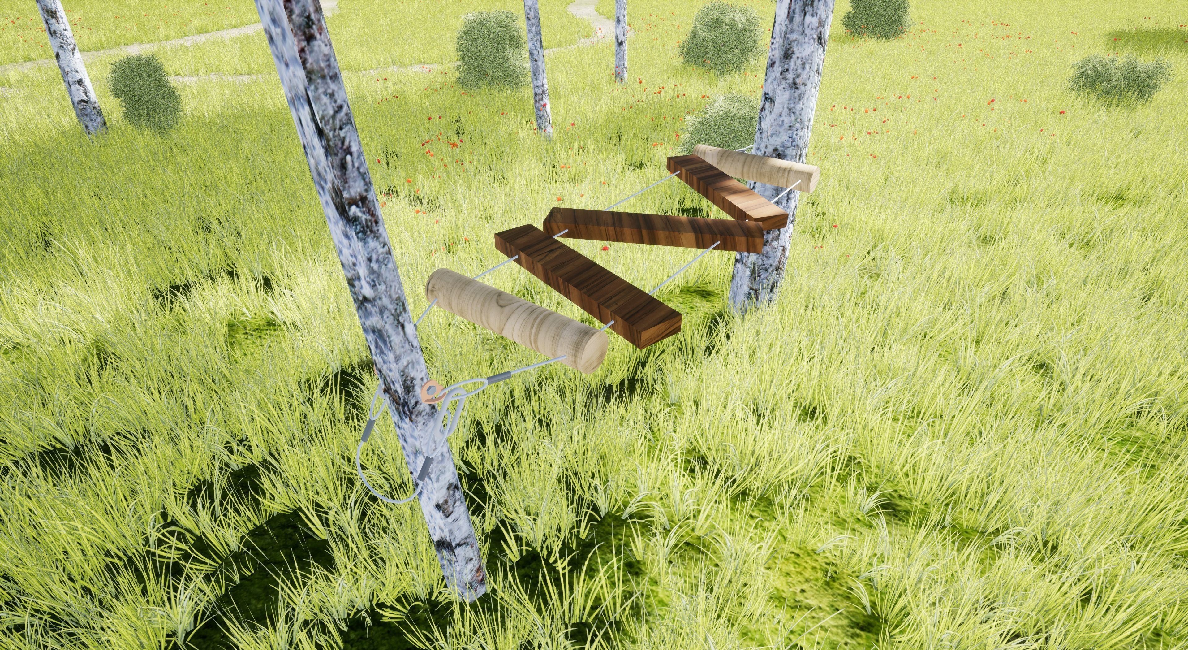 Obstacle for ropes course Low-poly 3D model_6