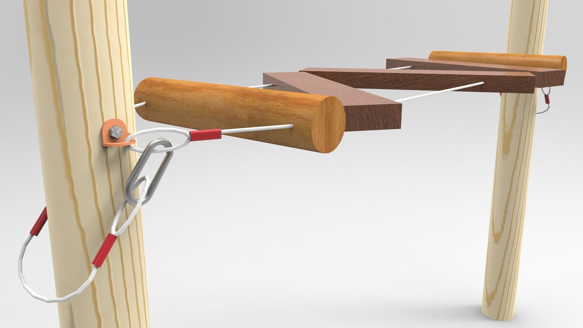 Obstacle for ropes course Low-poly 3D model_0