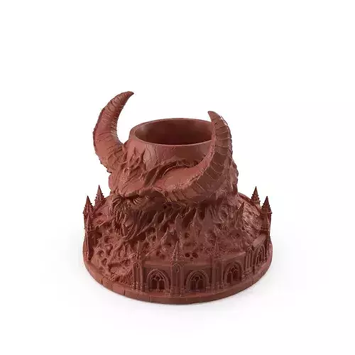 Print Ready Volcanic Demon Face Candle Holder 013