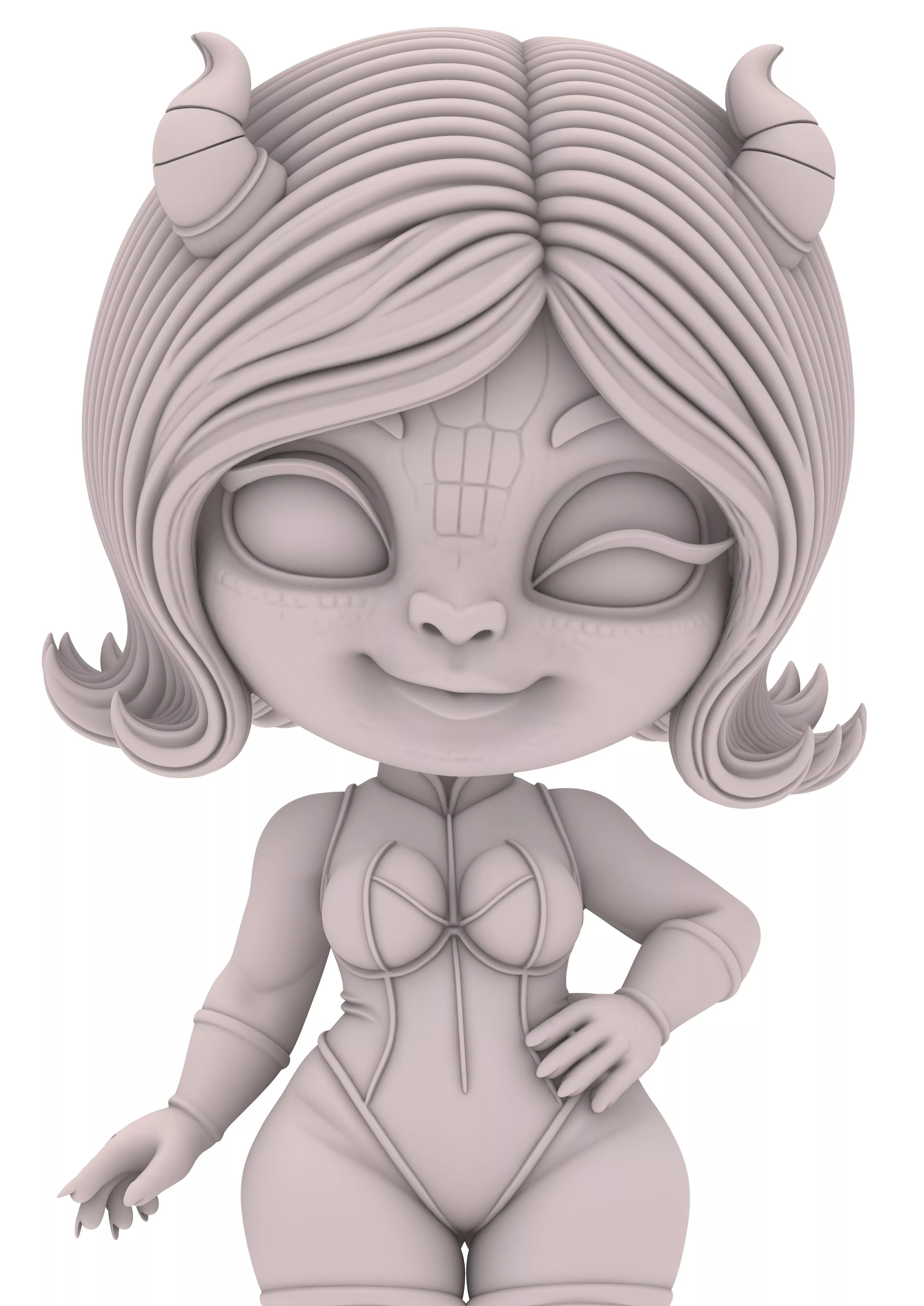 Lady Demon Girl Chica Monster chibi 3D print model