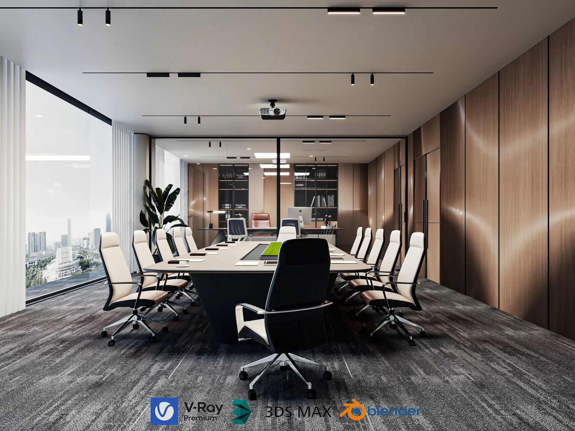 Modern Conference Room Interior Low-poly 3D model