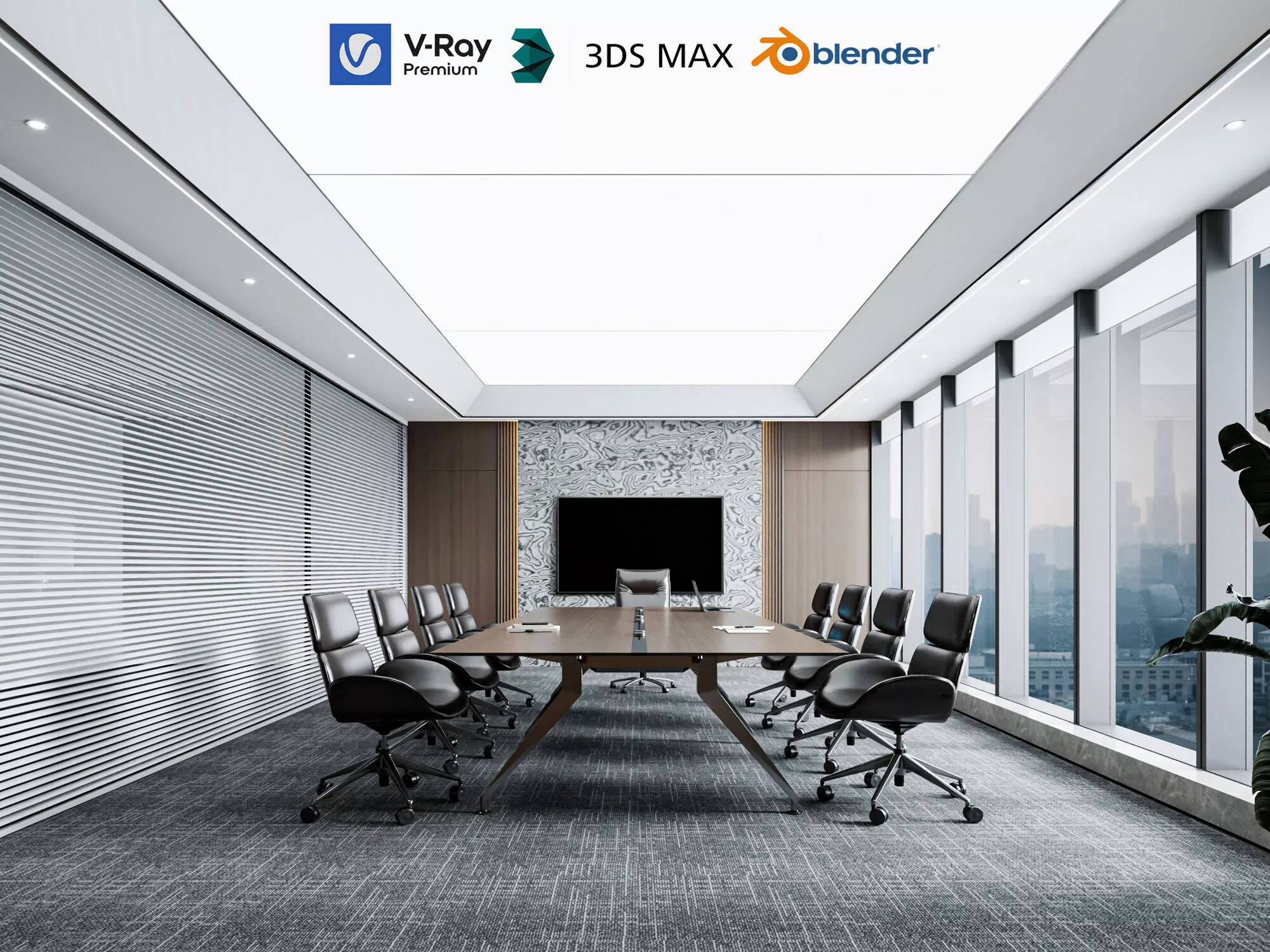 Modern Corporate Conference Room Low-poly 3D model
