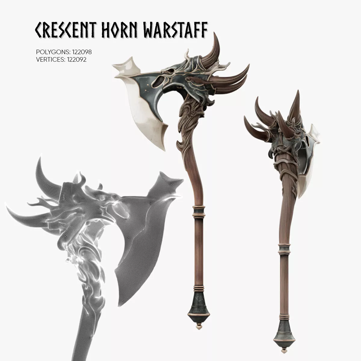 Crescent Horn Warstaff 3D model