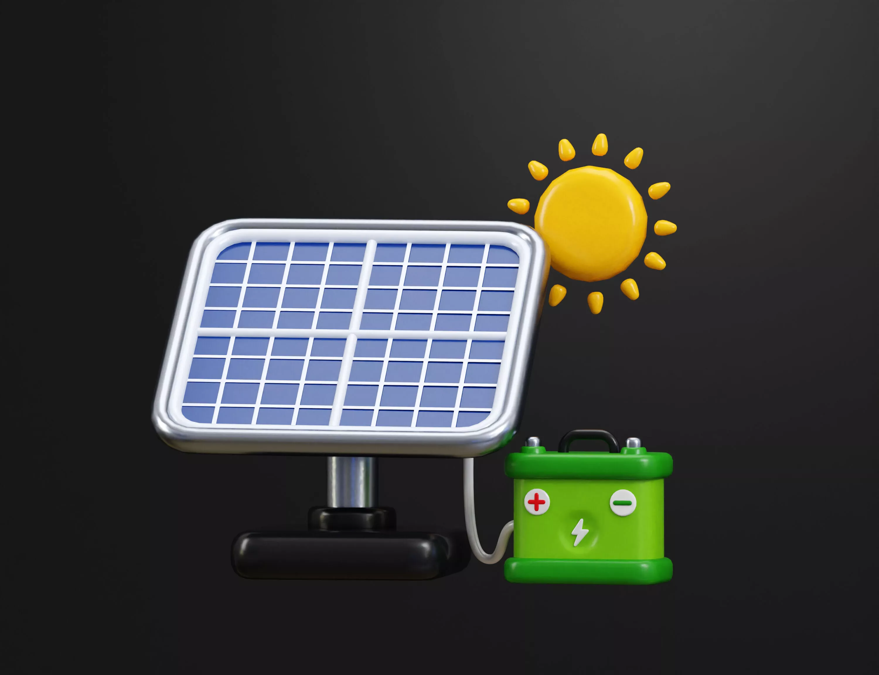 Solar panel system Low-poly 3D model