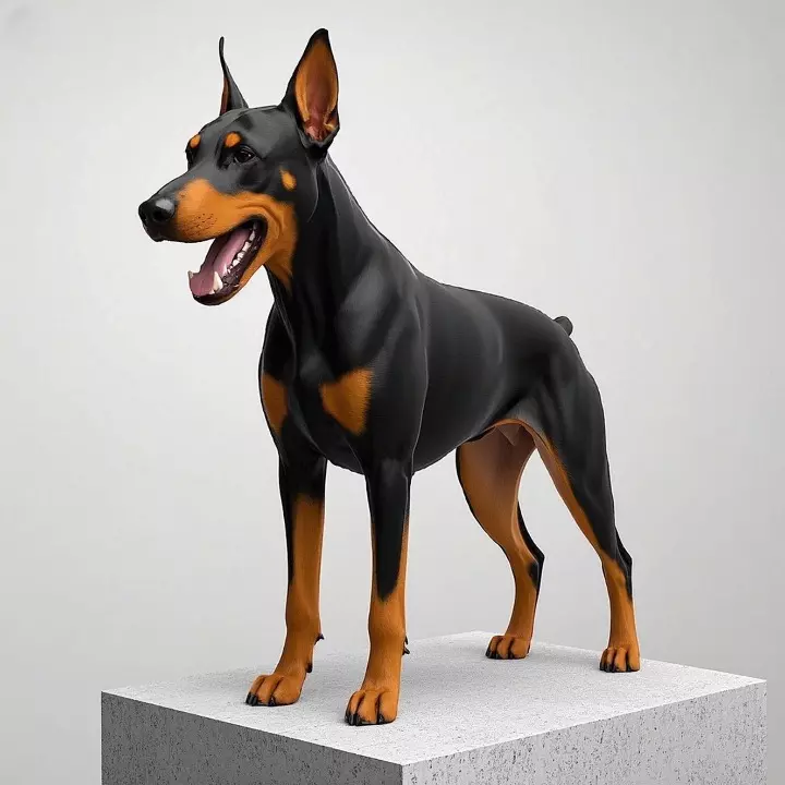 4467 Laughing Doberman Pinscher Totem Full Body Dog 3D print model