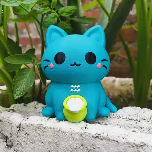 Kawaii Cat - Aquarius
