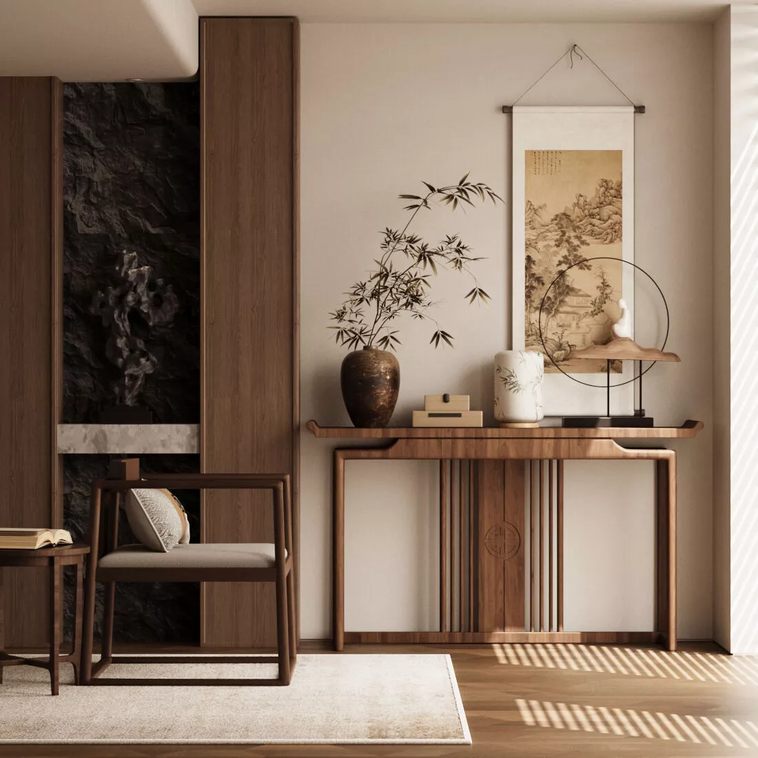 hinese style decorative cabinet Floral Arrangement 3D model