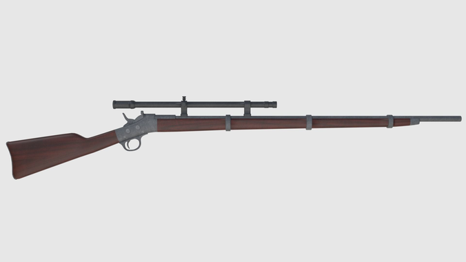 Remington Rolling Block Rifle - Game Ready Low-poly 3D model