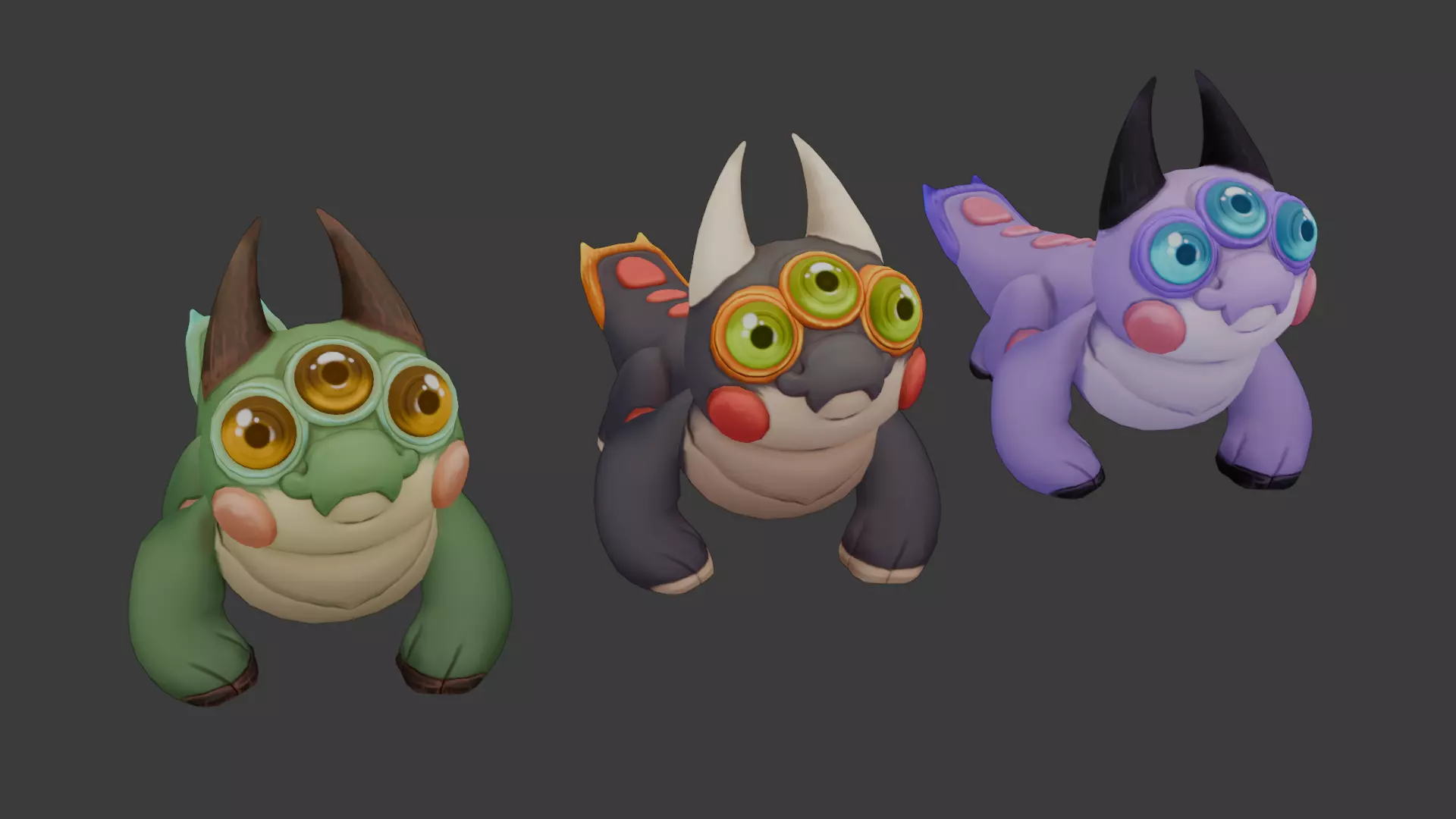 Drooplet Trio Creatures infernal hauntedCandy forestSpirit Low-poly 3D model
