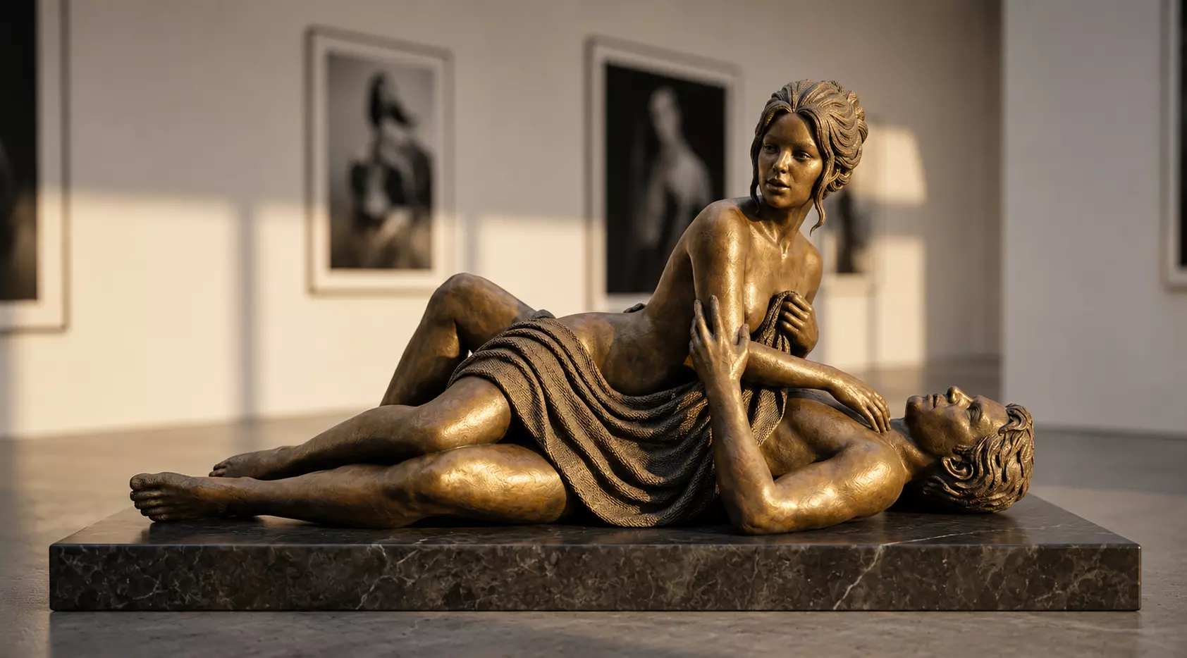 FREE DOWNLOAD Bronze Female Sculpture Sitting with Draped Cloth Free 3D print model
